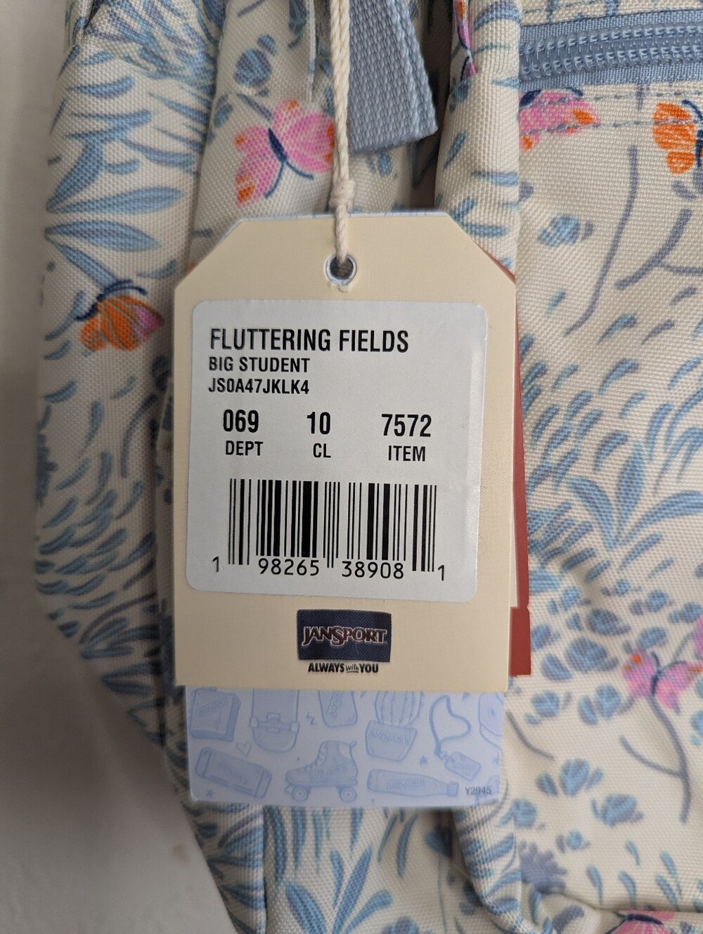 NWT Jansport Big Student Fluttering Fields Backpack - Picture 2 of 7